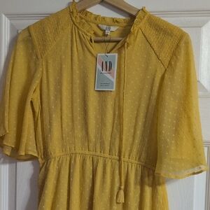 AND Women's Long Sleeve Yellow Dress
